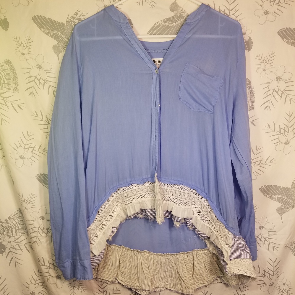 Anthropologie Holding Horses ruffled shirt